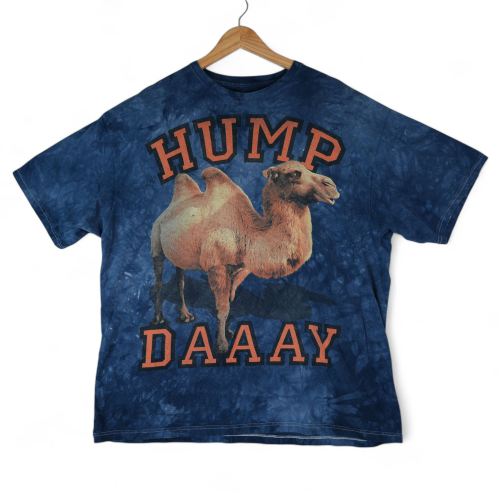 3D Tees by The Mountain T-Shirt Mens‎ 2XL Hump Day Camel Blue Tie Dye Graphic
